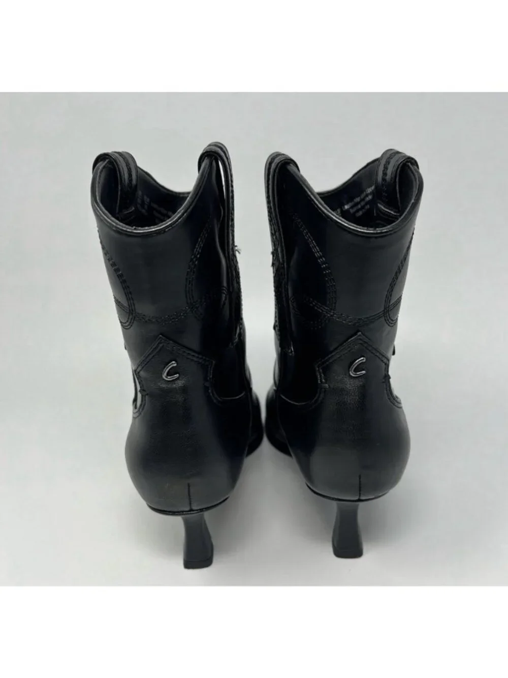 Circus NY Sam Edelman Yolanda Black Leather Western Ankle Boots Women 8.5